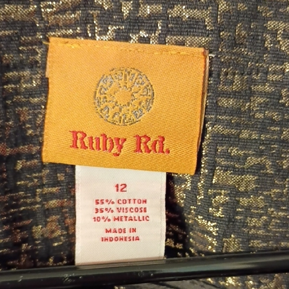 Ruby Rd. Metallic Gold Blazer With Snaps Size 12 - Picture 2 of 11
